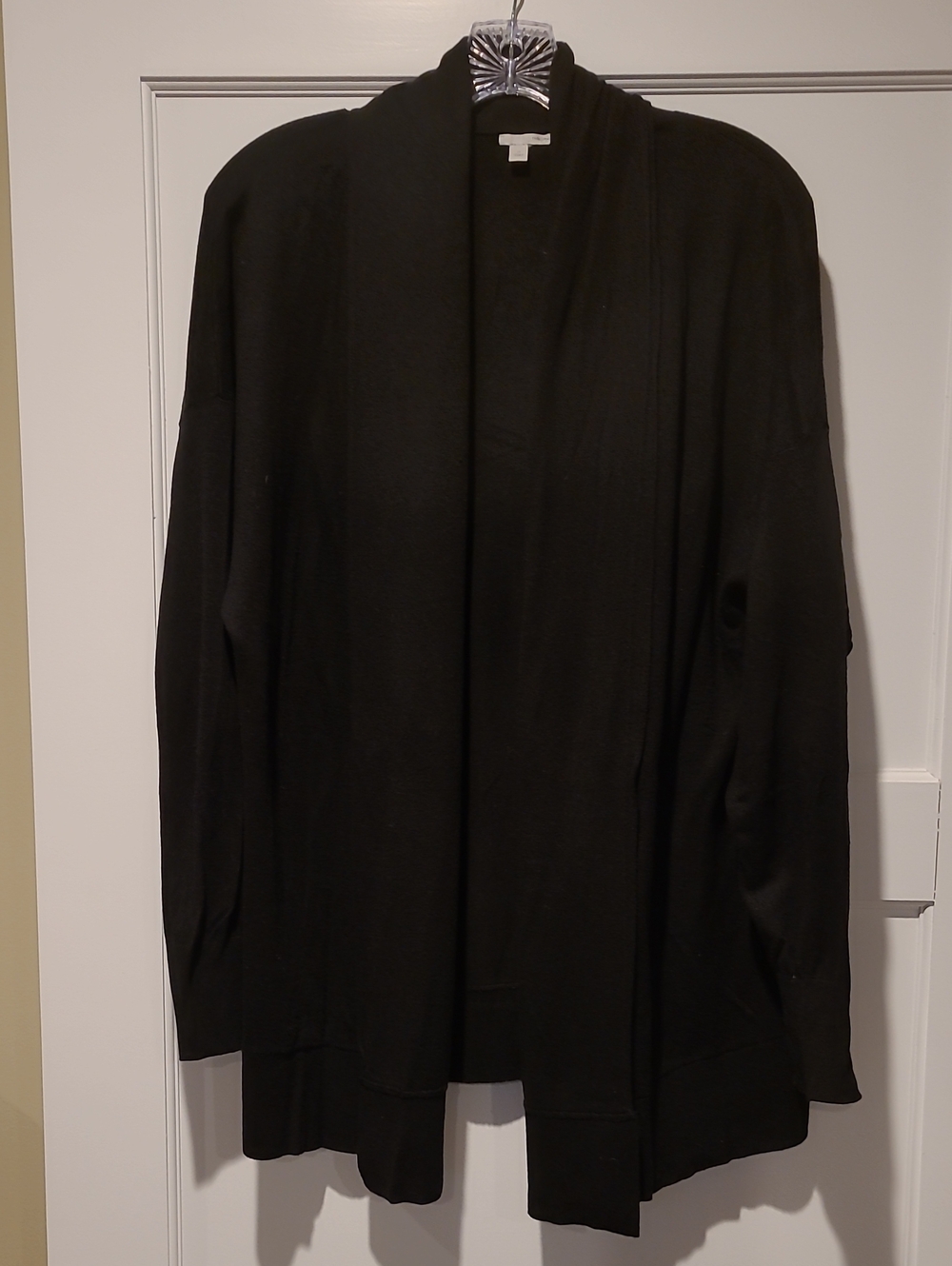 Halogen Black Open-Front Draped Cardigan